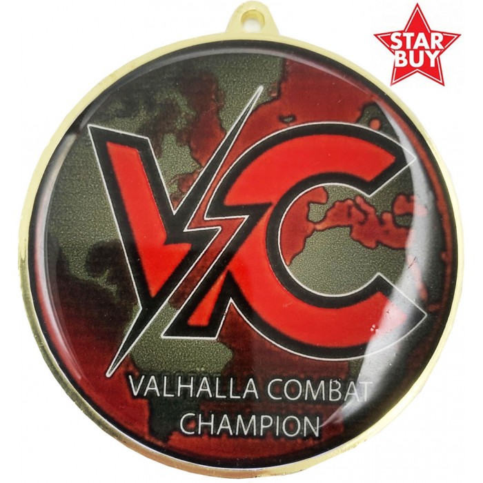 70MM CHUNKY FULL VINYL DOMED CUSTOM PRINTED MEDAL (6MM THICK) - GOLD, SILVER OR BRONZE